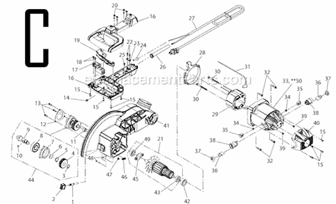 Page C Diagram and Parts List for  Ridgid Miter Saw