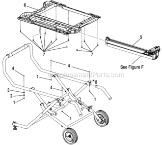 Page C Diagram and Parts List for  Ridgid Table Saw