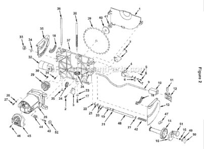 Figure No 2 Diagram and Parts List for  Ridgid Table Saw
