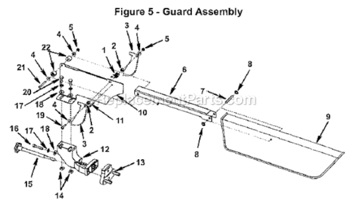 Figure No 5 Diagram and Parts List for  Ridgid Table Saw