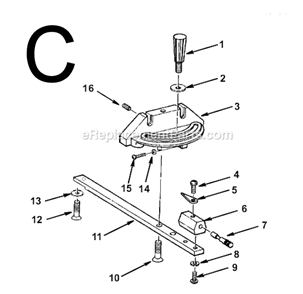 Page C Diagram and Parts List for  Ridgid Table Saw