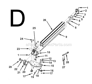 Page D Diagram and Parts List for  Ridgid Table Saw