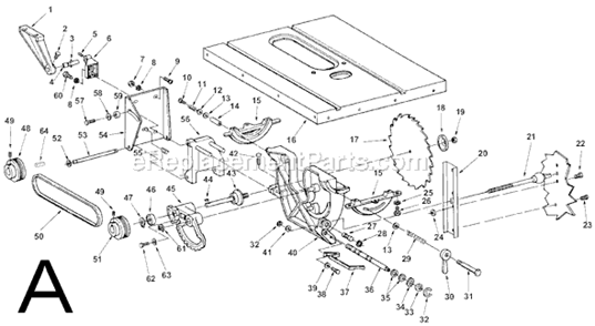Part Location Diagram of 826476 Ridgid Pulley, Poly-V 2.5