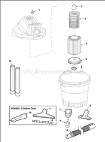 Page A Diagram and Parts List for  Ridgid Utility Vacuum