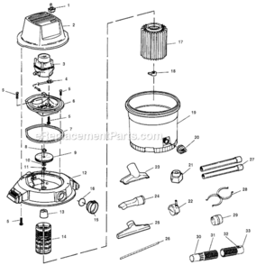 Page A Diagram and Parts List for  Ridgid Utility Vacuum