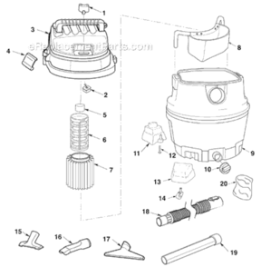 Page A Diagram and Parts List for  Ridgid Utility Vacuum