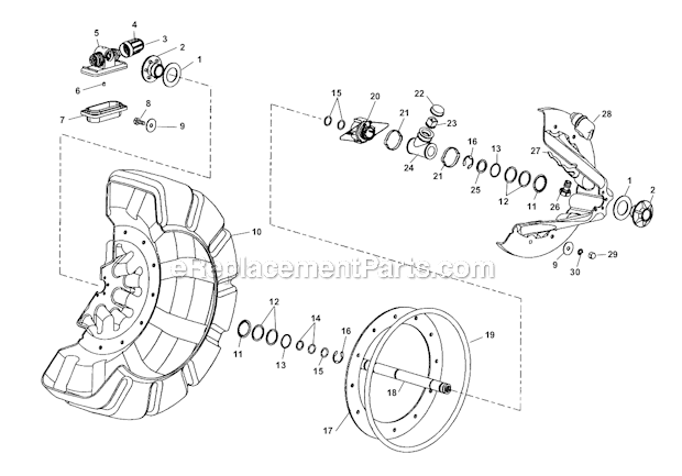 Regular Reel Assembly Diagram and Parts List for  Ridgid Drain Cleaner