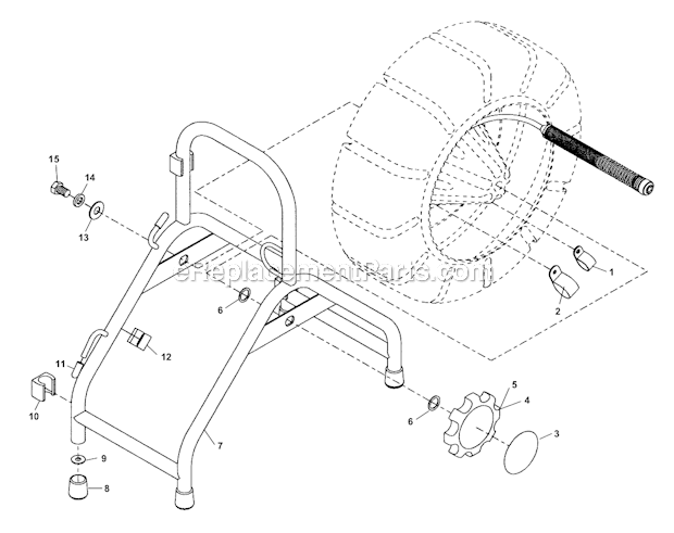 Mini Frame Assembly Diagram and Parts List for  Ridgid Drain Cleaner