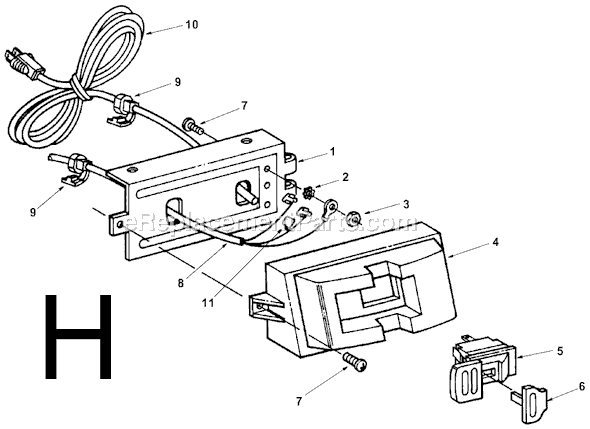 Page H Diagram and Parts List for  Ridgid Table Saw