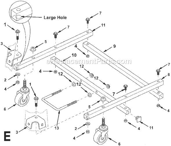 Page E Diagram and Parts List for  Ridgid Table Saw