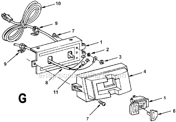 Page G Diagram and Parts List for  Ridgid Table Saw