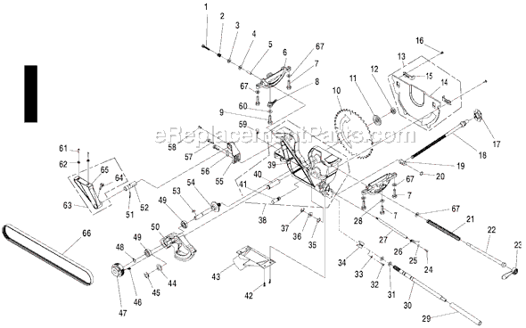 Page I Diagram and Parts List for  Ridgid Table Saw