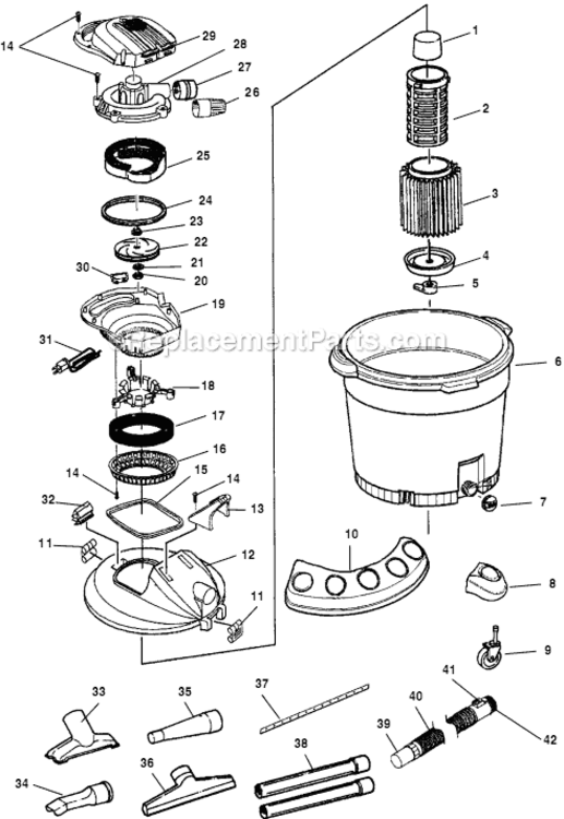 Page A Diagram and Parts List for  Ridgid Utility Vacuum