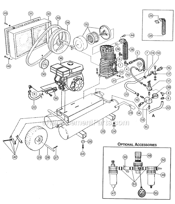 Page A Diagram and Parts List for  Rolair Compressor