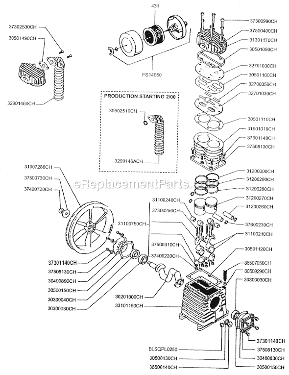 Page B Diagram and Parts List for  Rolair Compressor