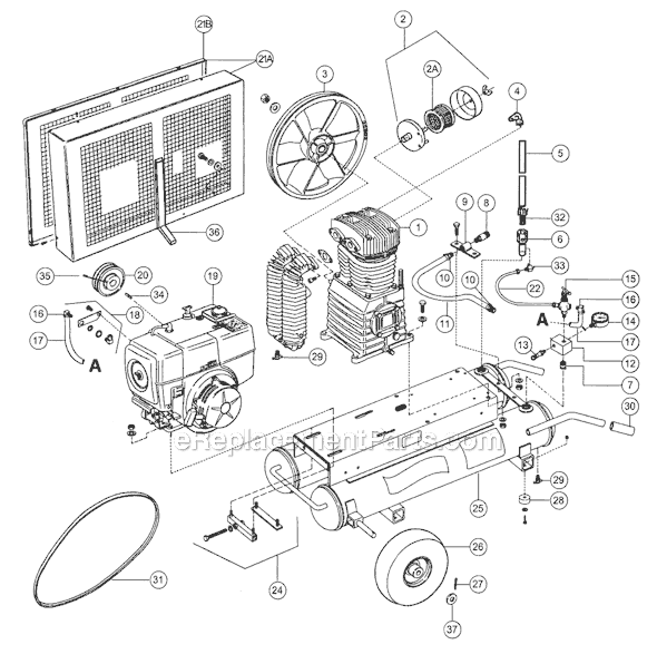 Page A Diagram and Parts List for  Rolair Compressor