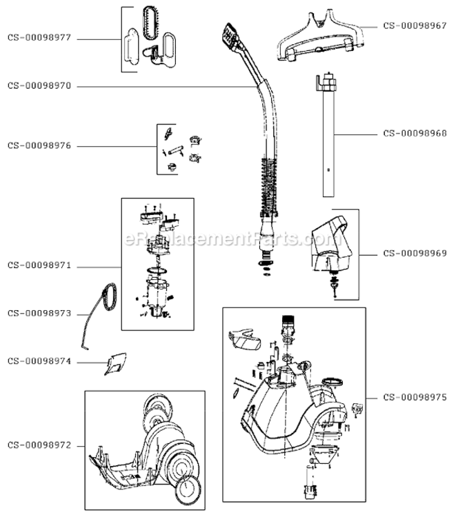 Page A Diagram and Parts List for  Rowenta Steamer