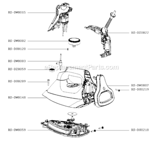 Page B Diagram and Parts List for  Rowenta Iron
