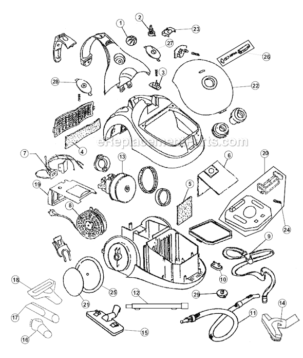 Page A Diagram and Parts List for  Royal Canister Vacuum