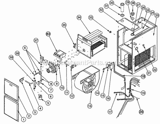 Exploded View Diagram and Parts List for  Ruud Furnace
