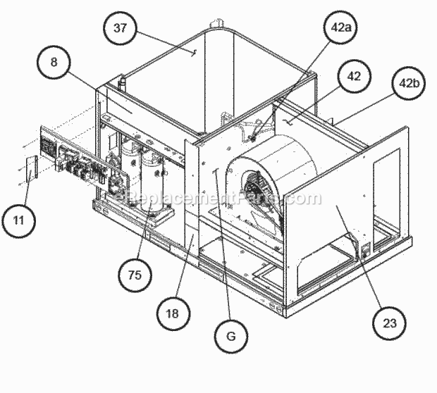 Interior - Front Diagram and Parts List for  Ruud Air Conditioner