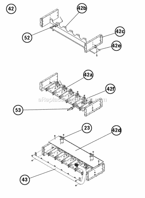 Burner Assembly Diagram and Parts List for  Ruud Furnace