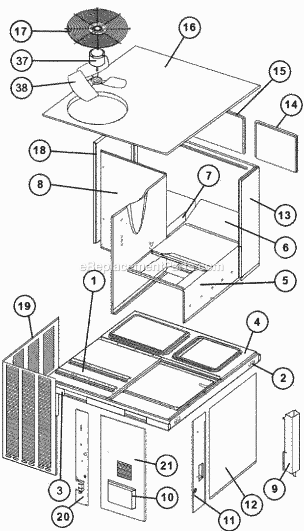 Exploded View Diagram and Parts List for  Ruud Heater