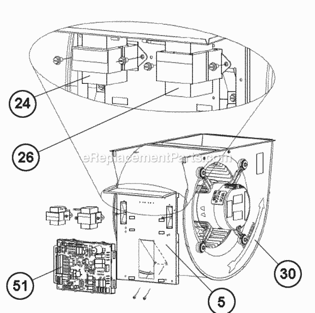 Control Board Mounting W Pfc Diagram and Parts List for  Ruud Furnace