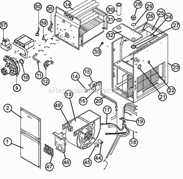Exploded View Diagram and Parts List for  Ruud Furnace