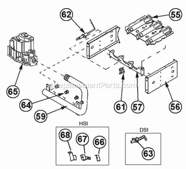 Burner Assembly Diagram and Parts List for  Ruud Furnace