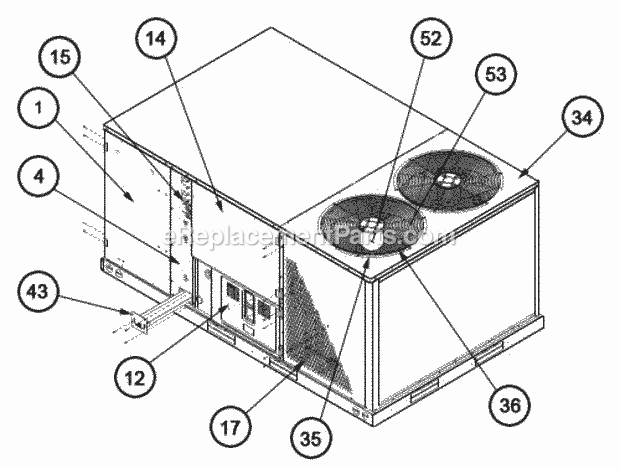 Exterior - Front 072-151 Diagram and Parts List for  Ruud Heater