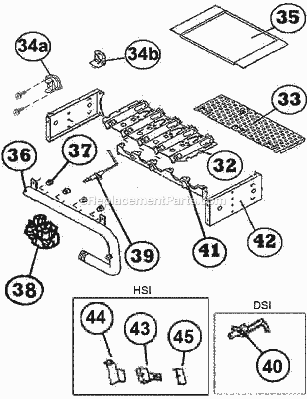 Burner Assembly Diagram and Parts List for  Ruud Furnace