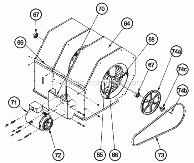 Blower Assembly 180-300 Diagram and Parts List for  Ruud Heater