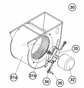 Blower Assembly Diagram and Parts List for  Ruud Furnace