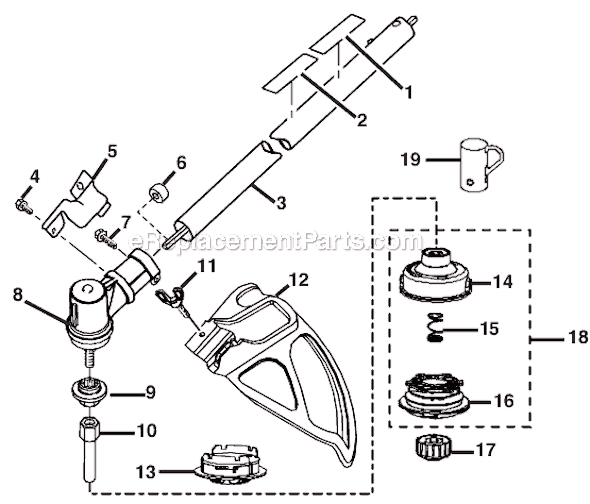 Lower Shaft Assembly Diagram and Parts List for  Ryobi Trimmer