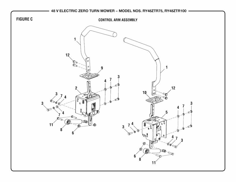 Figure C Diagram and Parts List for (Rev 02)(099749015)(2019-08) Ryobi Lawn Tractor