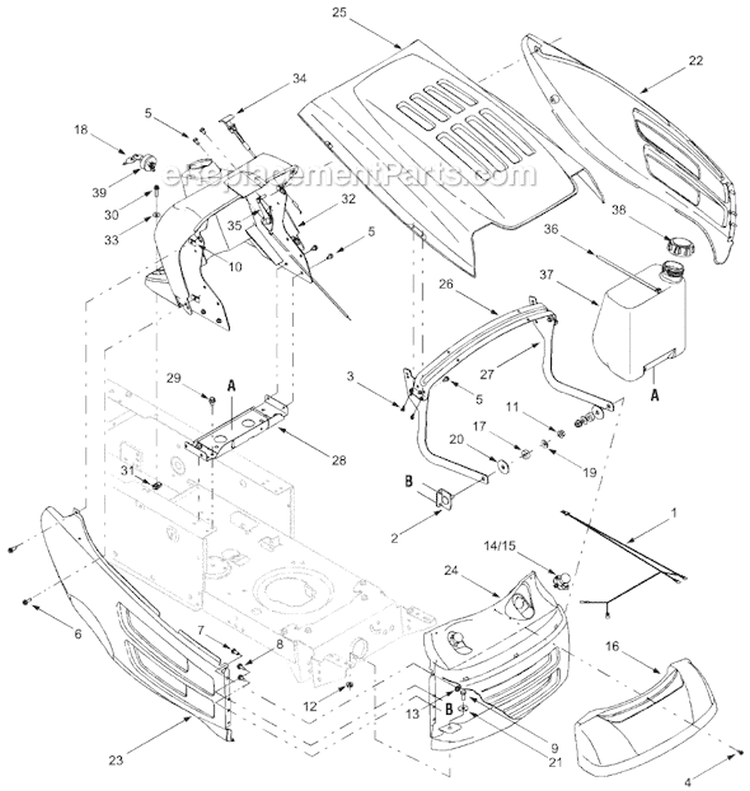Page F Diagram and Parts List for  Ryobi Lawn Tractor