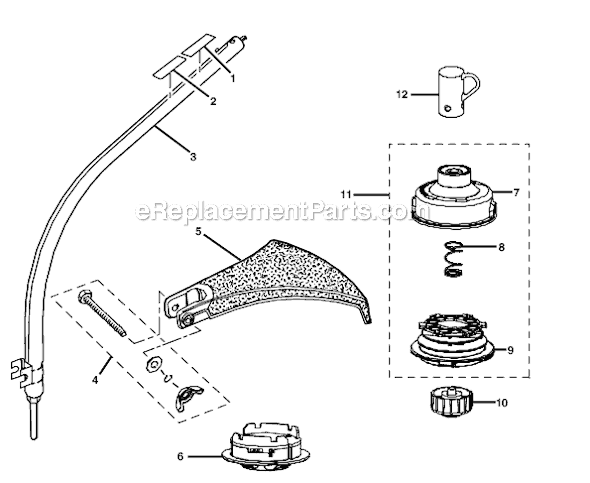 Lower Shaft Assembly Diagram and Parts List for  Ryobi Trimmer
