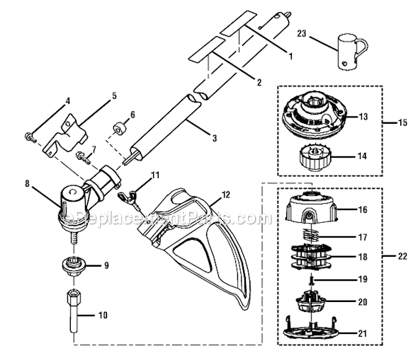 Lower Shaft Assembly Diagram and Parts List for  Ryobi Trimmer
