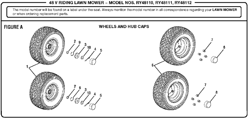 Figure A Diagram and Parts List for (Rev 04)(099749002)(2017-11) Ryobi Lawn Tractor
