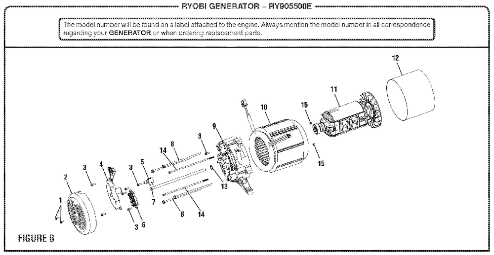 Figure B Diagram and Parts List for (Rev 04)(090930279)(2018-05) Ryobi Generator