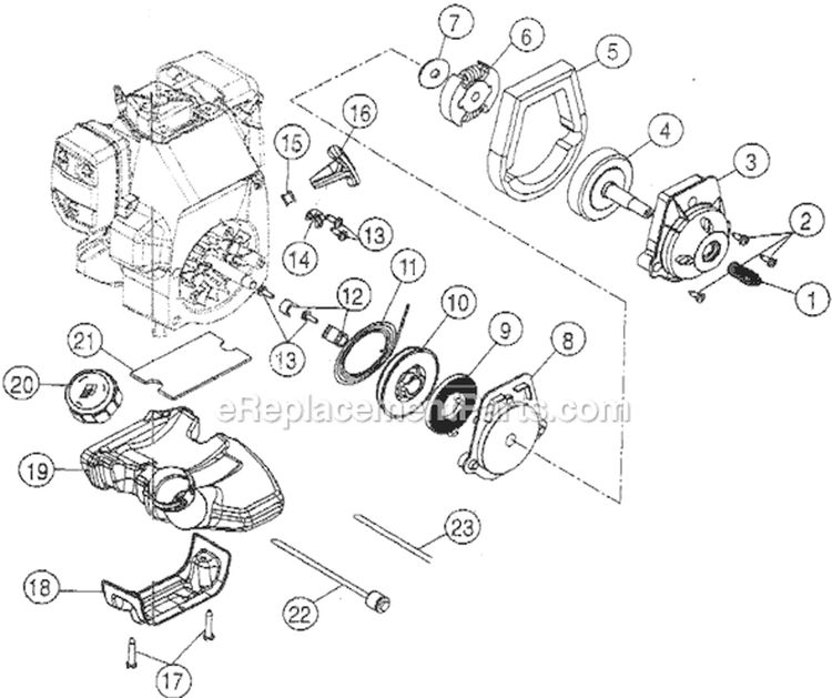 Clutch / Starter Diagram and Parts List for 411088141 Ryobi Trimmer