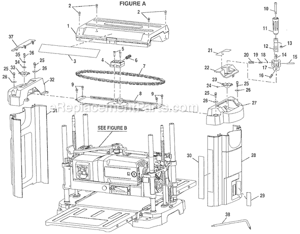 Page A Diagram and Parts List for  Ryobi Planer Jointer