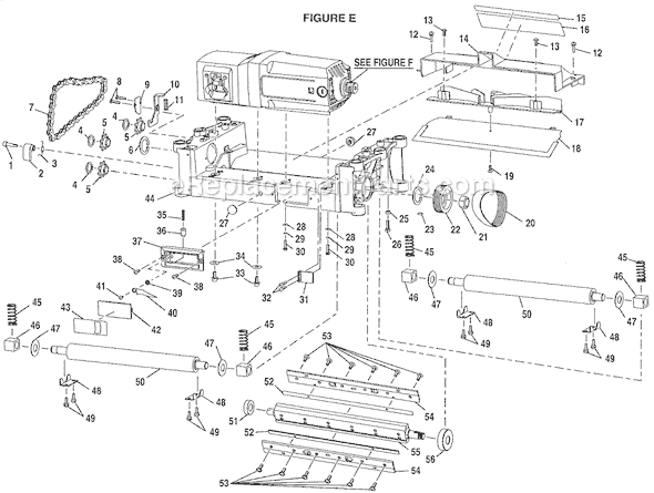 Page E Diagram and Parts List for  Ryobi Planer Jointer