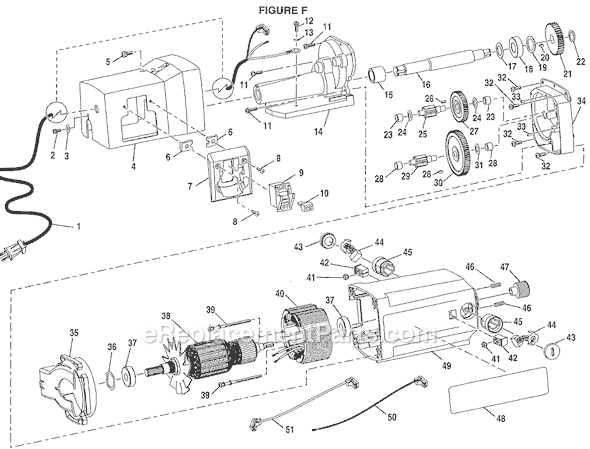 Page F Diagram and Parts List for  Ryobi Planer Jointer