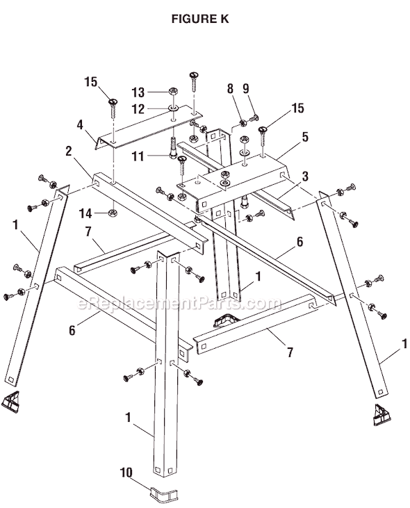 Page K Diagram and Parts List for  Ryobi Band Saw