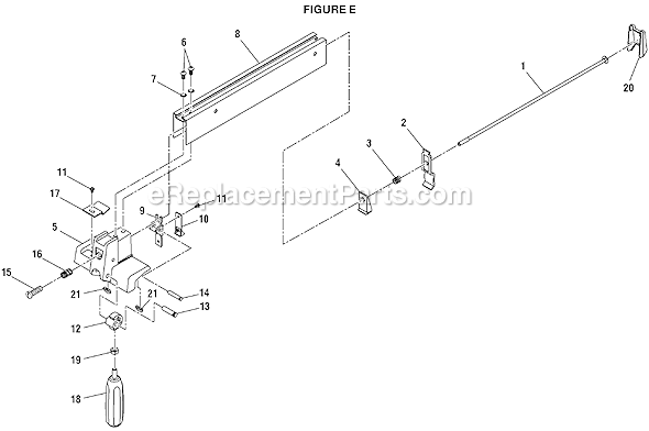 Page E Diagram and Parts List for  Ryobi Band Saw