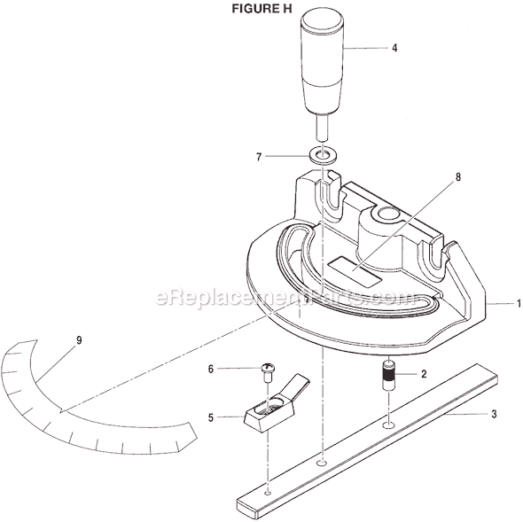 Page H Diagram and Parts List for  Ryobi Band Saw
