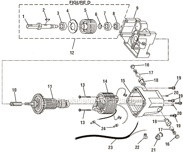 Page D Diagram and Parts List for  Ryobi Table Saw