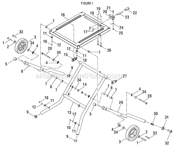 Page I Diagram and Parts List for  Ryobi Table Saw